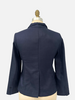 LINEN-SILK-WOOL JACKET WITH ULTRASUEDE: NAVY