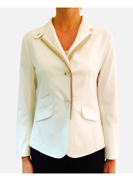 LINEN-SILK-WOOL JACKET WITH ULTRASUEDE: IVORY