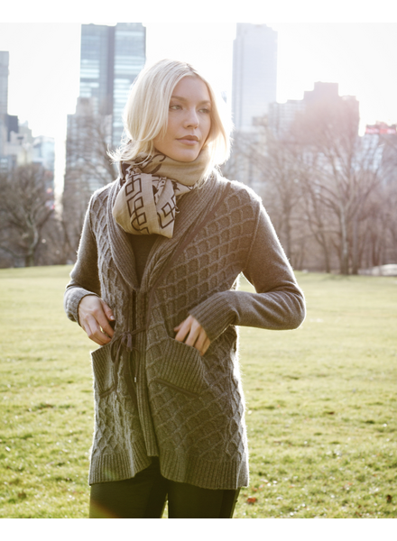 LATTICE DETAIL CARDIGAN: 100% CASHMERE: ANTHRACITE