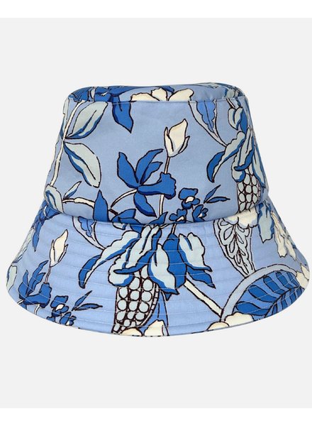 PRINTED COTTON  BUCKET HAT: ZANZIBAR: BLUE