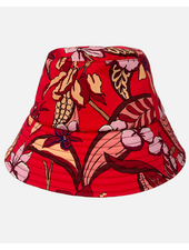 PRINTED COTTON  BUCKET HAT: ZANZIBAR: RED