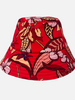 PRINTED COTTON  BUCKET HAT: ZANZIBAR: RED