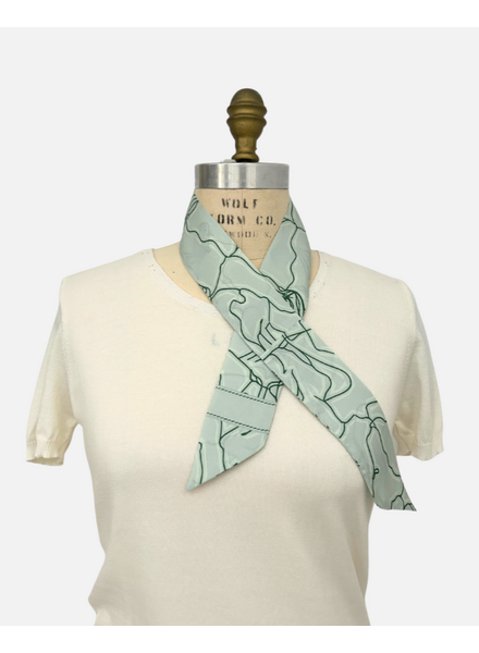 SILK TWILLY: WELLINGTON PRINT: GREEN - 32" x 3"