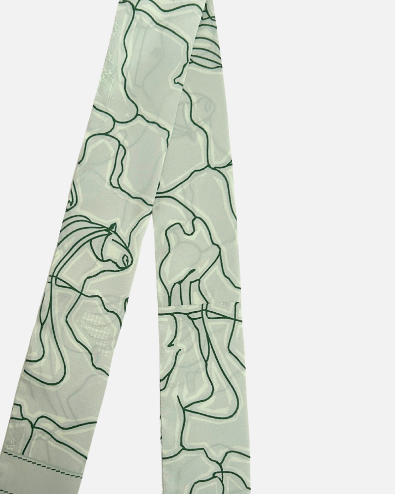 SILK TWILLY: WELLINGTON PRINT: GREEN - 32" x 3"