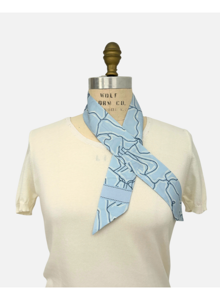 SILK TWILLY: WELLINGTON PRINT: LIGHT BLUE- 32" x 3"