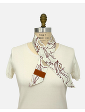 SILK TWILLY: WELLINGTON PRINT: IVORY- 32" x 3"