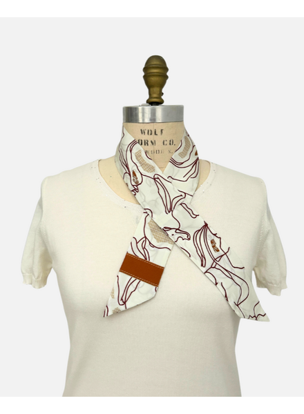 SILK TWILLY: WELLINGTON PRINT: IVORY- 32" x 3"