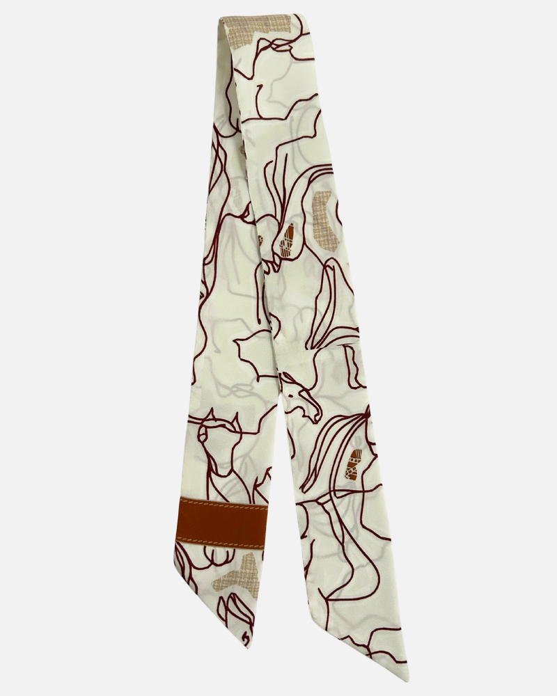 SILK TWILLY: WELLINGTON PRINT: BEIGE- 32" x 3"