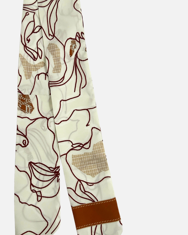 SILK TWILLY: WELLINGTON PRINT: IVORY- 32" x 3"