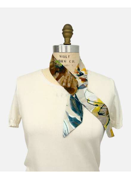 SILK TWILLY: SICILY PRINT: BEIGE -32" x 3"