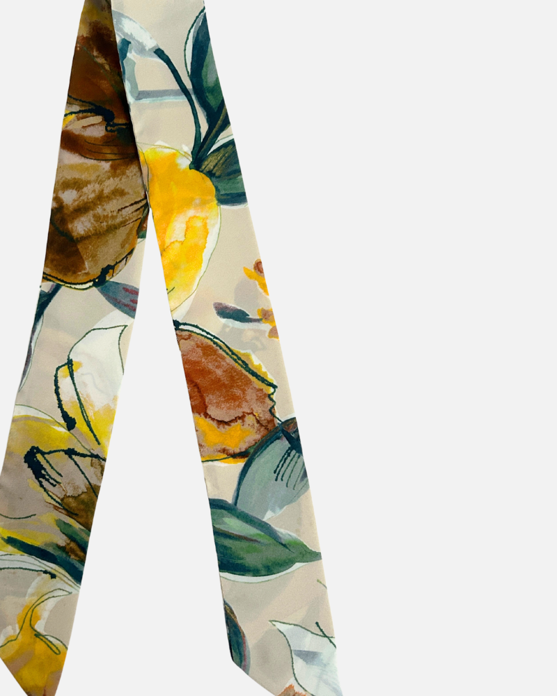 SILK TWILLY: SICILY PRINT: BEIGE -32" x 3"