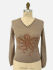 V NECK WITH LUREX: OCTOPUS: TAUPE