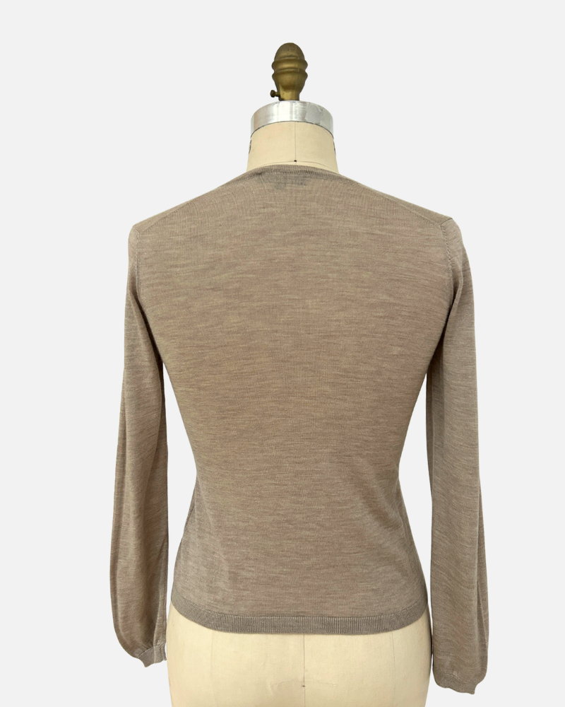 V NECK WITH LUREX: OCTOPUS: TAUPE