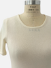 CASHMERE MIDDLE SLEEVES CREWNECK TOP: WHITE