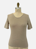CASHMERE MIDDLE SLEEVES CREWNECK TOP: BEIGE