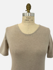 CASHMERE MIDDLE SLEEVES CREWNECK TOP: BEIGE
