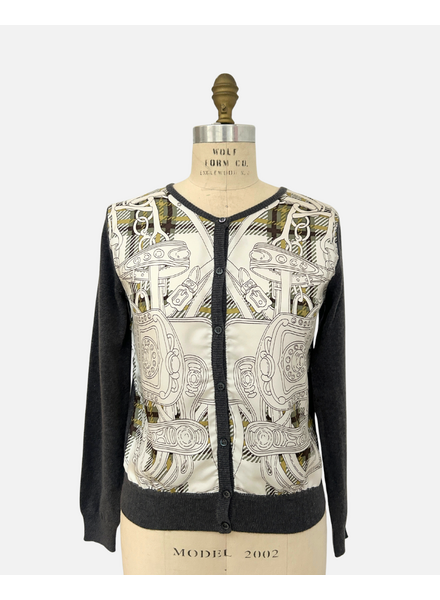 TERESA, CASHMERE-SILK TWIN SET, ZINC-SADDLE WHITE