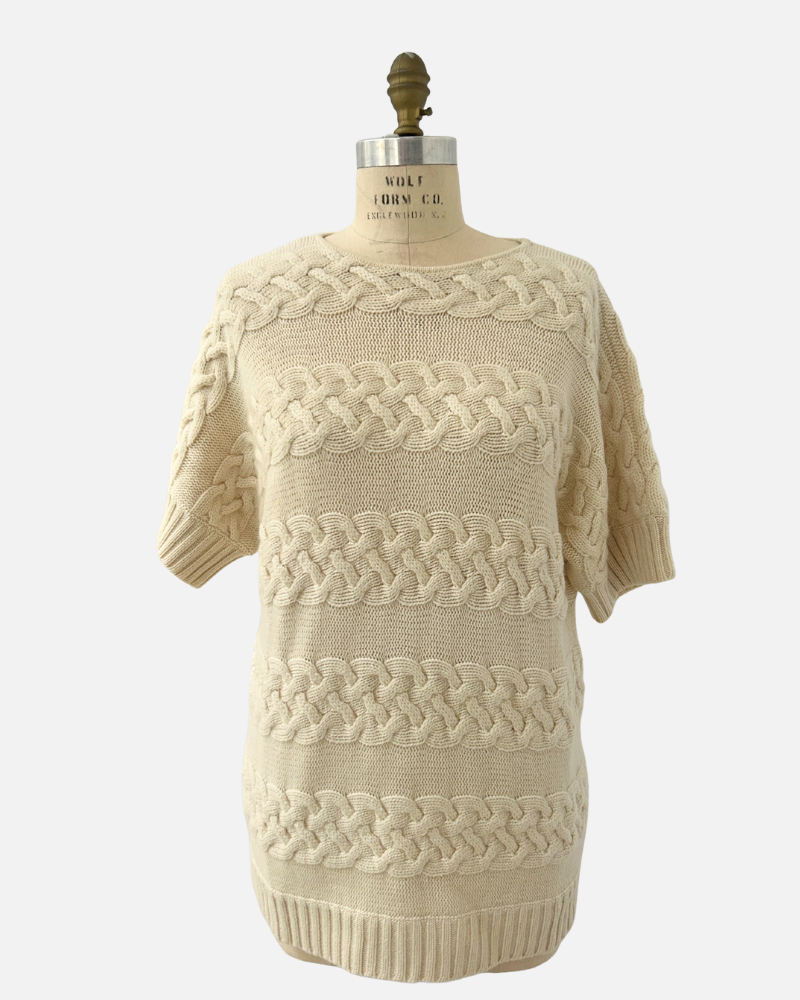 CASHMERE SWEATHER W/ BRAIDED DETAILS, IVORY
