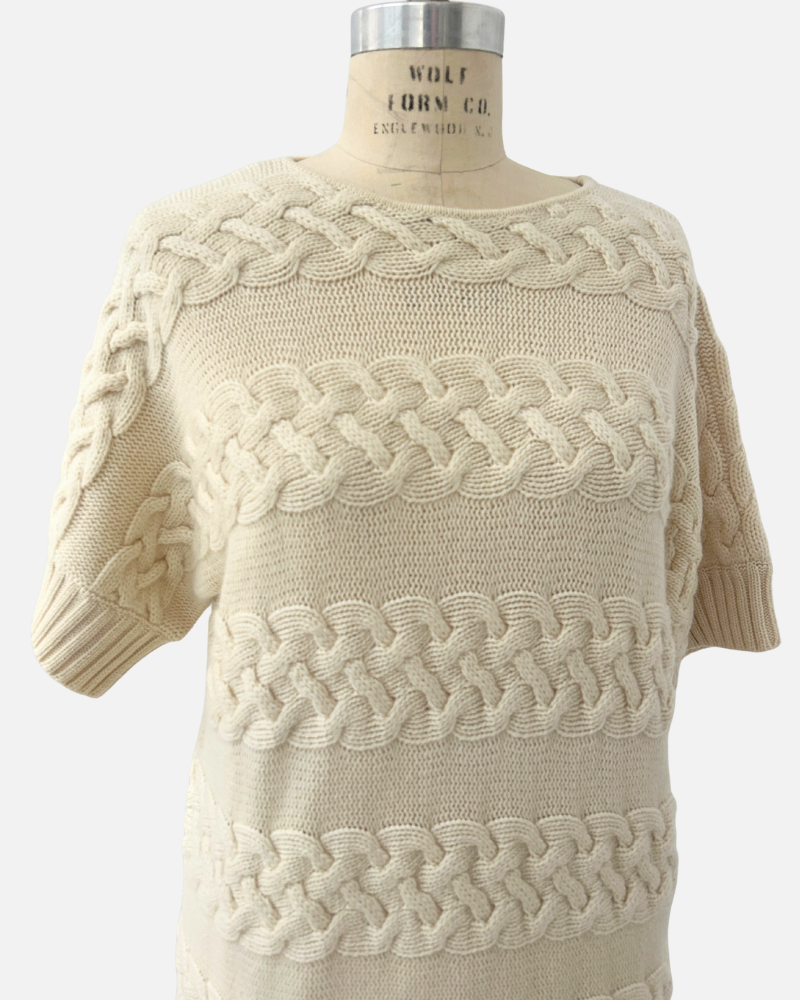CASHMERE SWEATHER W/ BRAIDED DETAILS, IVORY