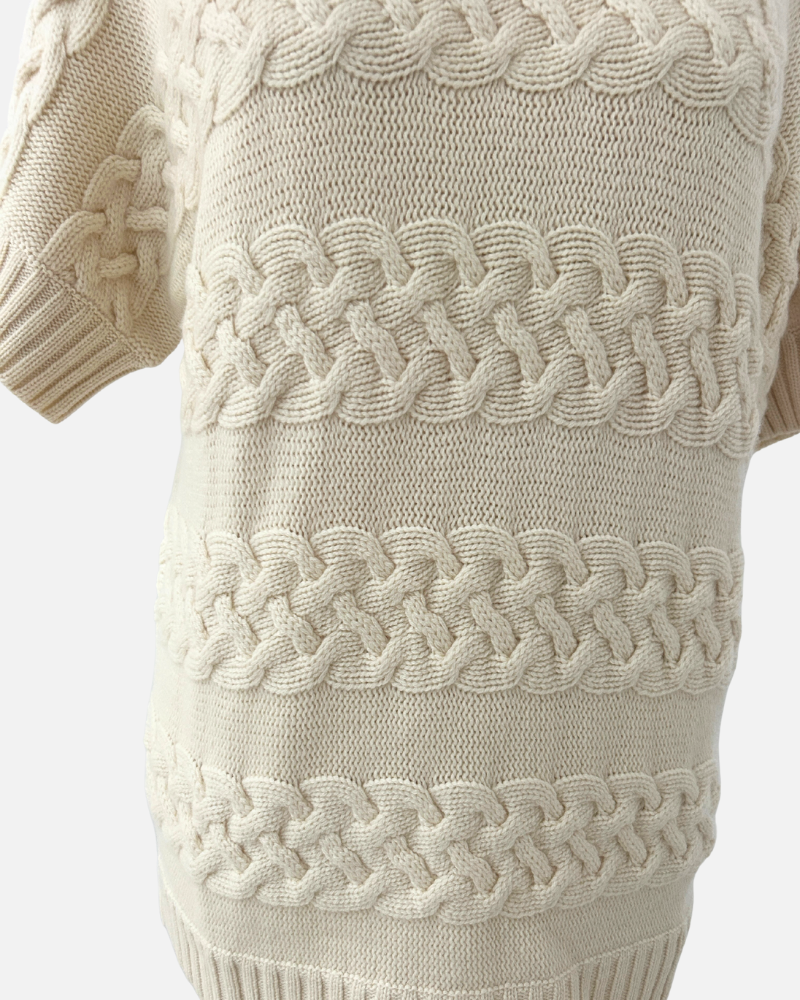 CASHMERE SWEATHER W/ BRAIDED DETAILS, IVORY