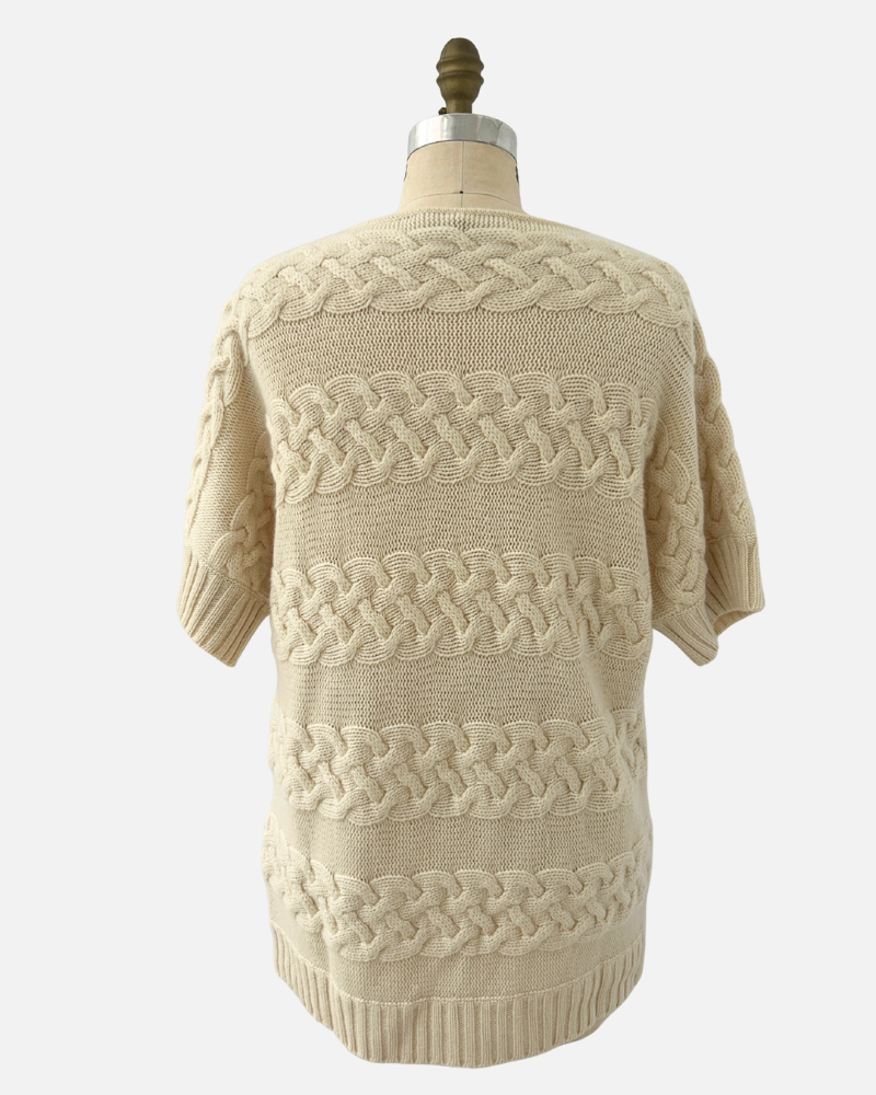 CASHMERE SWEATHER W/ BRAIDED DETAILS, IVORY