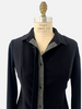 SHIRT WITH KNIT DETAIL: NAVY