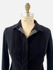 SHIRT WITH KNIT DETAIL: NAVY