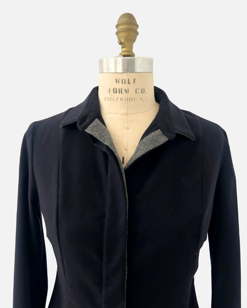 SHIRT WITH KNIT DETAIL: NAVY