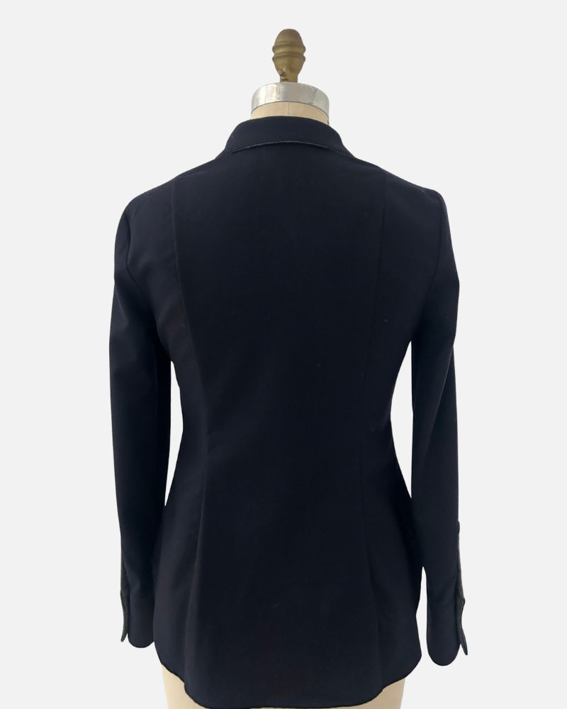 SHIRT WITH KNIT DETAIL: NAVY
