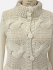 HAND MADE KNITTED CASHMERE CABLE SWEATER W/ BRAIDED DETAILS, IVORY,