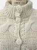 HAND MADE KNITTED CASHMERE CABLE SWEATER W/ BRAIDED DETAILS, IVORY,