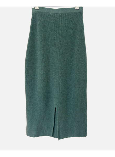 CASHMERE KNIT LONG SKIRT, TEAL GREEN