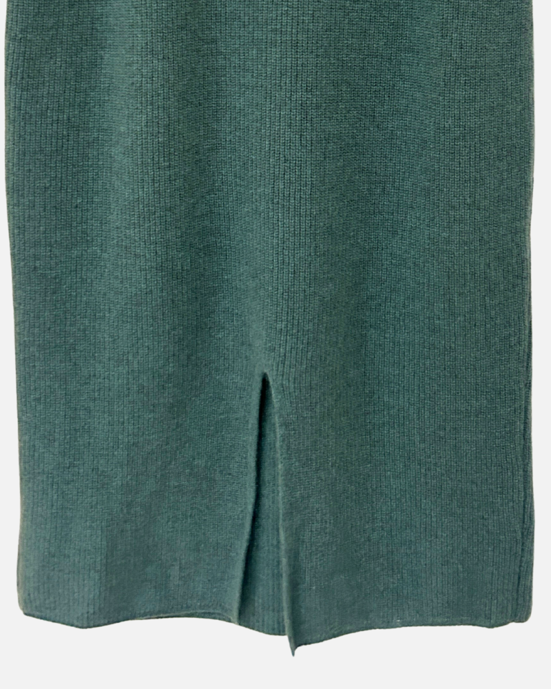 CASHMERE KNIT LONG SKIRT, TEAL GREEN