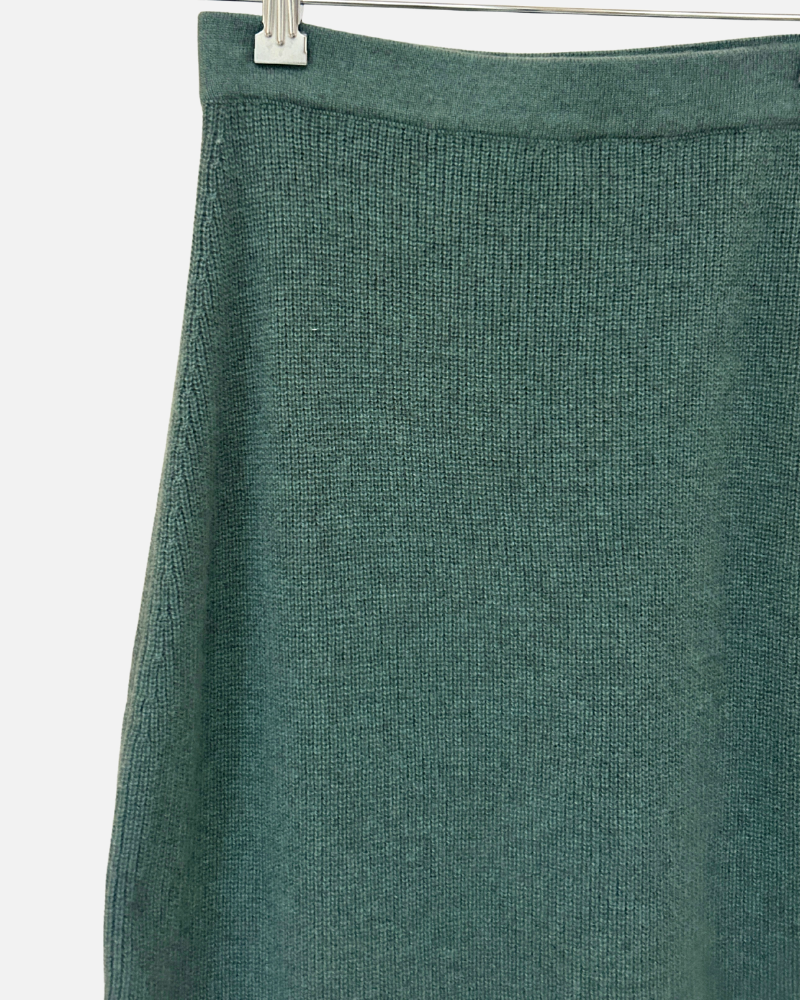 CASHMERE KNIT LONG SKIRT, TEAL GREEN