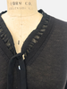 CARDIGAN WITH SILK RUFFLE INSET: BLACK: LARGE SUPERFINE CASHMERE