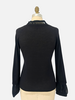 CARDIGAN WITH SILK RUFFLE INSET: BLACK: LARGE SUPERFINE CASHMERE