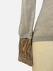 CARDIGAN WITH SILK RUFFLE INSET: BEIGE: SMALL SUPERFINE CASHMERE