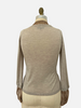 CARDIGAN WITH SILK RUFFLE INSET: BEIGE: SMALL SUPERFINE CASHMERE