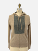 ZIP SWEATER WITH CHAIN INSET: BROWN-GRAY: SUPERFINE CASHMERE