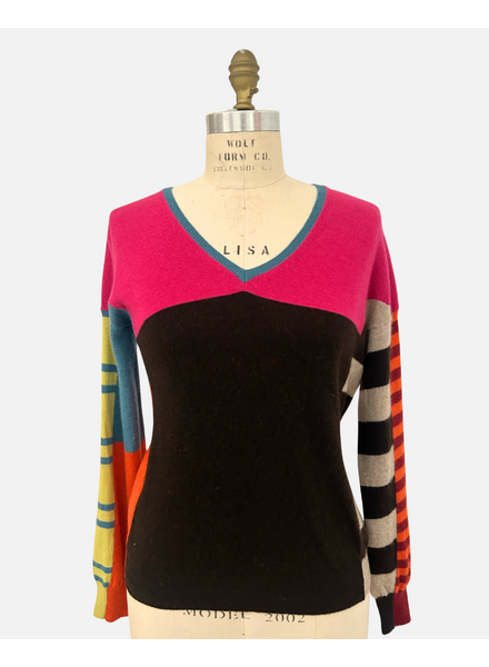 FRANCA MULTICOLOR V NECK, WATERMELON