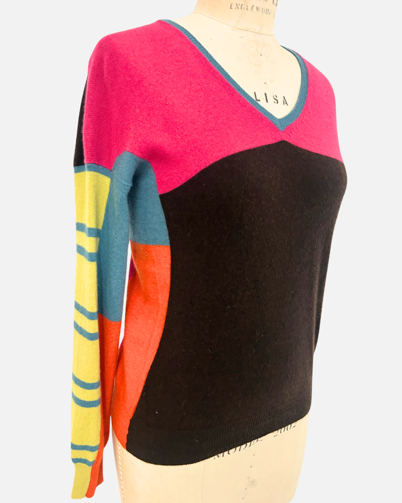 FRANCA  MULTICOLOR V NECK, WATERMELON