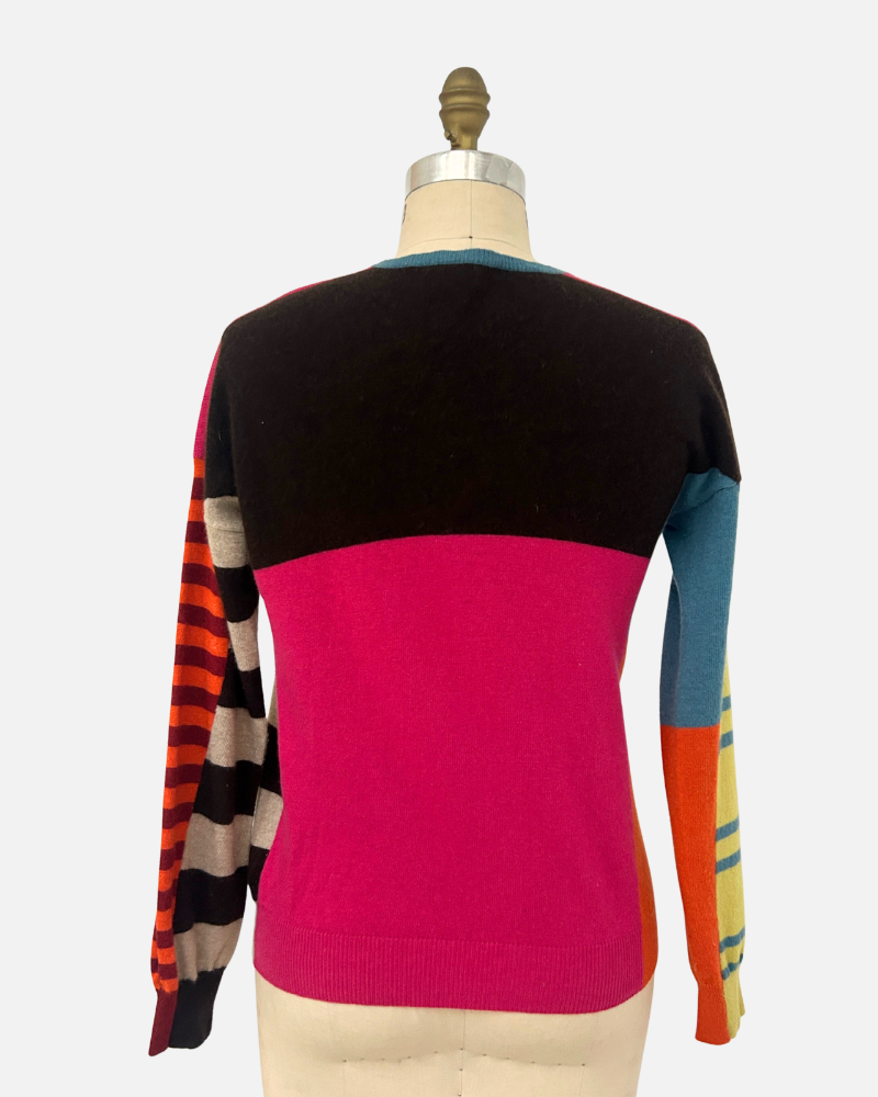 FRANCA  MULTICOLOR V NECK, WATERMELON