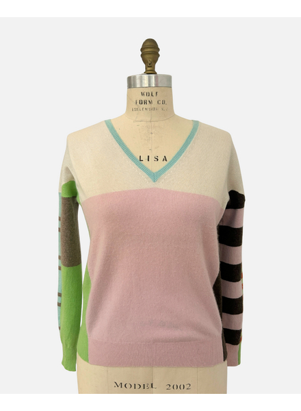 FRANCA MULTICOLOR V NECK PINK