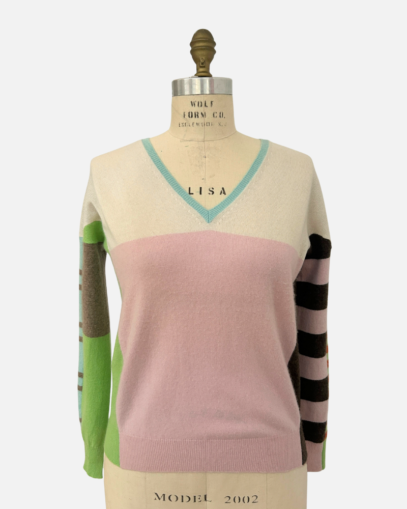 FRANCA  MULTICOLOR V NECK, WATERMELON - Copy