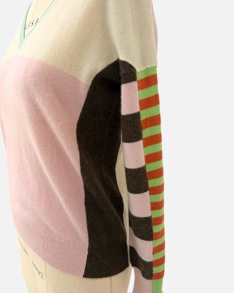 FRANCA MULTICOLOR V NECK PINK