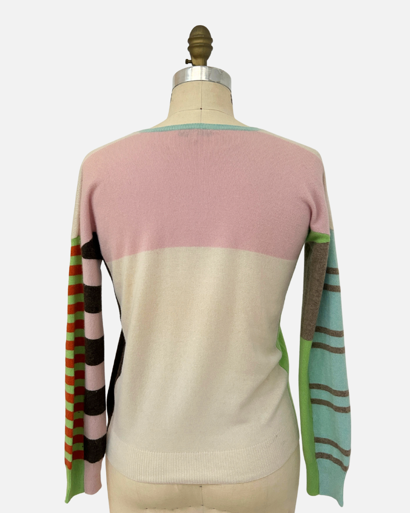 FRANCA MULTICOLOR V NECK PINK