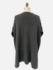 TEXTURED KNIT CAPE WITH FUR-TRIM POCKETS & FRINGE: CHARCOAL