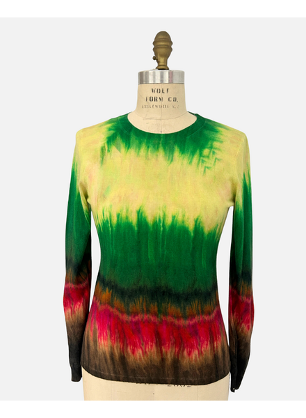 SUPERFINE LIGHT WEIGHT CREW SWEATER: ZANZIBAR  TIE DYE