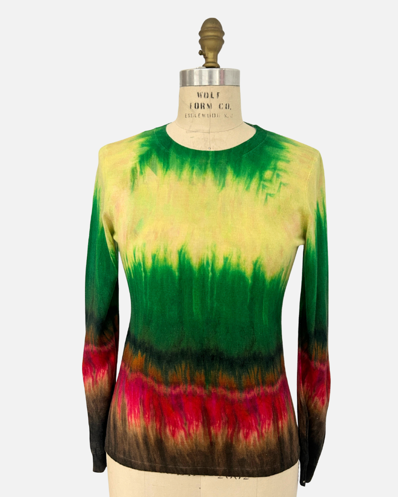 SUPERFINE LIGHT WEIGHT CREW SWEATER: ZANZIBAR  TIE DYE