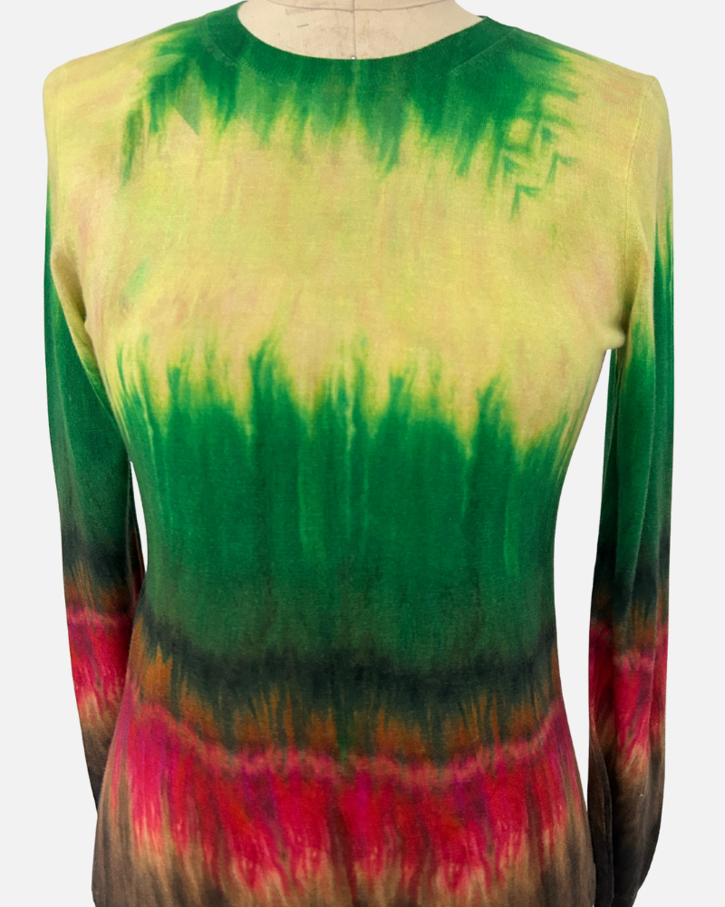 SUPERFINE LIGHT WEIGHT CREW SWEATER: ZANZIBAR  TIE DYE